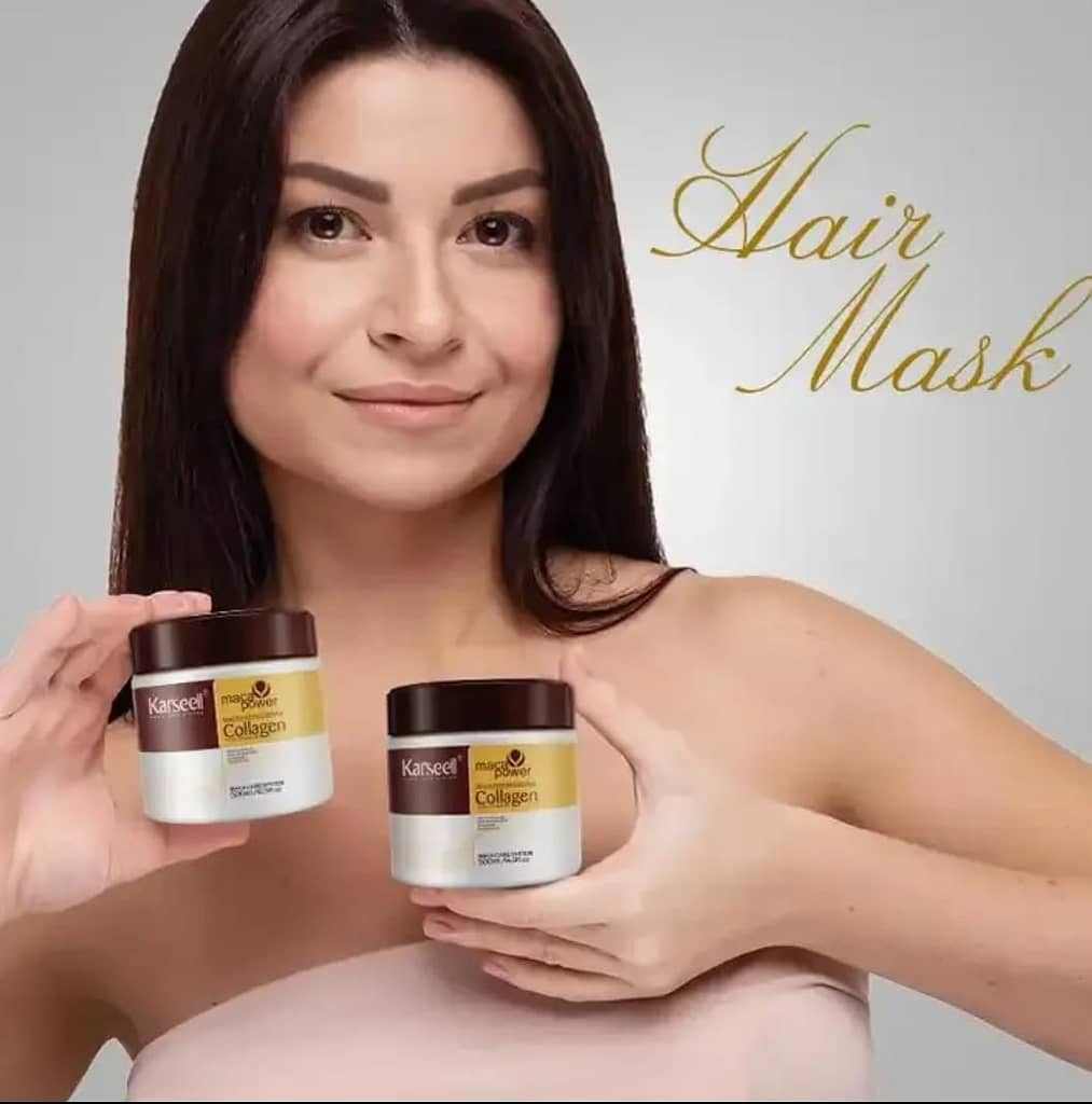 Karseell Collagen Hair Treatment Deep Repair Conditioning Argan Oil Collagen Hair Mask Essence for Dry Damaged Hair All Hair Types 16.90 oz 500ml