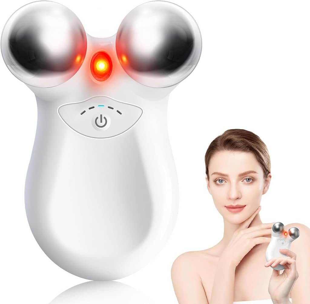Red Light Microcurrent Facial Device,Latest 660nm Red Light Technology for Skin Rejuvenation and Wrinkle Reduction,Instant Face Lifting and Facial Sculpting,Microcurrent Face Massager.