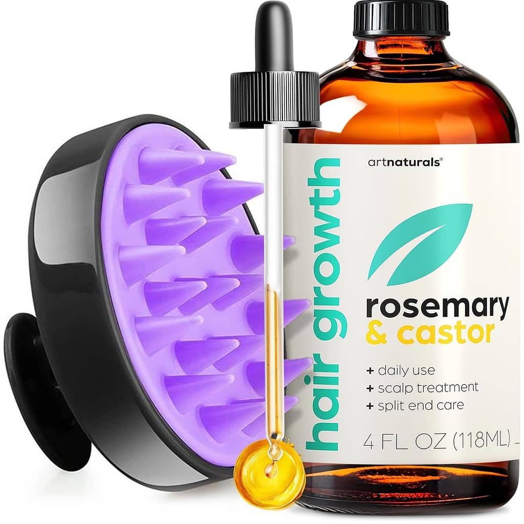 Artnaturals Organic Rosemary Castor Hair Oil  Scalp Strengthening Hair Growth Oil 4.0oz with Coconut Oil and Olive Oil - Nourishing Treatment for Dry, Damaged Hair, Split Ends, and Healthy Growth
