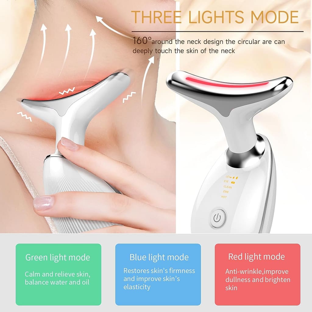 Neck Face Beauty Device, Skin Care Facial Massager, 3 in 1 Portable Face Massager for Skin Care, Face Sculpting Tool, Vibration, Thermal, Microcurrent