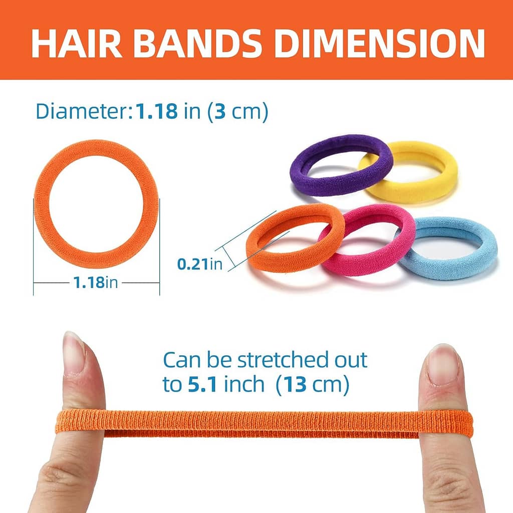 50PCS Black Hair Ties,Cotton Seamless Ponytail Holders,No Damage Elastics Hair Bands for Thick Heavy Curly Hair