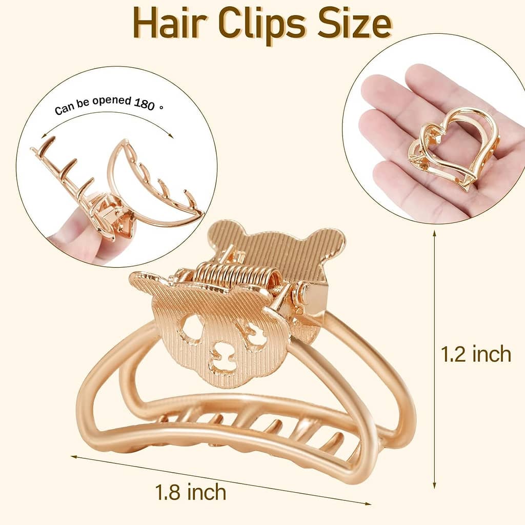 6 Pack Large Metal Hair Claw Clips - 4 Inch Big gold hair clips,Perfect Jaw hair clamps for Women and Thinner,Thick hair styling,Strong Hold Hair,Fashion Hair Accessories (Style 1)