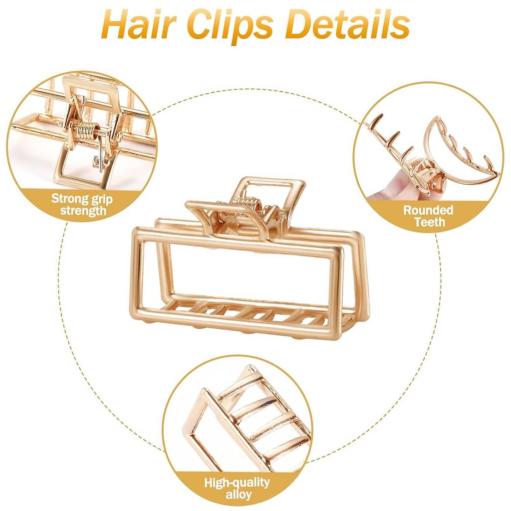 6 Pack Large Metal Hair Claw Clips - 4 Inch Big gold hair clips,Perfect Jaw hair clamps for Women and Thinner,Thick hair styling,Strong Hold Hair,Fashion Hair Accessories (Style 1)