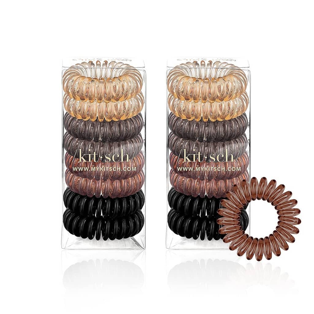 Kitsch Spiral Hair Ties for Women - Coil Hair Ties for Thick Hair | No Crease Hair Tie | Spiral Hair Ties No Damage | Hair Coils  Phone Cord Hair Ties for Thin Hair, Hair Ties Spiral, 8pcs (Brunette)