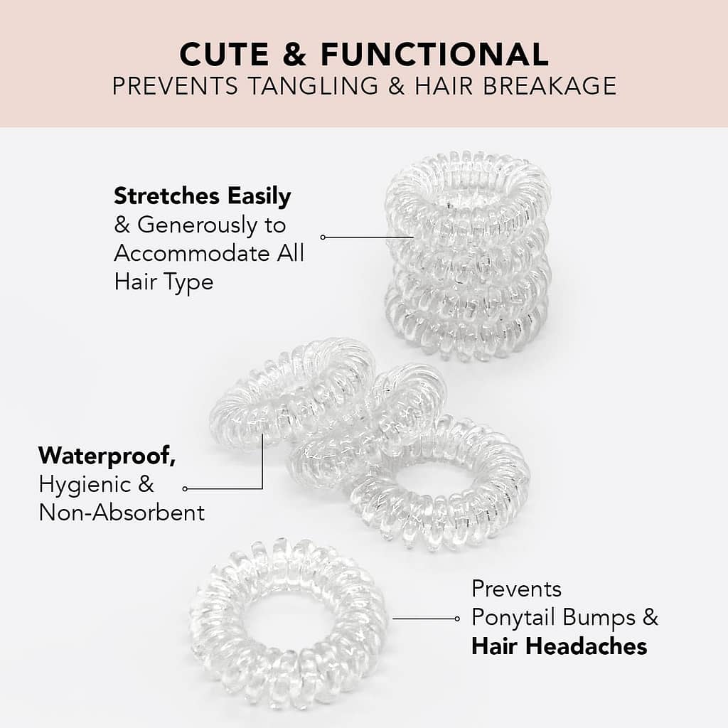 Kitsch Spiral Hair Ties for Women - Coil Hair Ties for Thick Hair | No Crease Hair Tie | Spiral Hair Ties No Damage | Hair Coils  Phone Cord Hair Ties for Thin Hair, Hair Ties Spiral, 8pcs (Brunette)