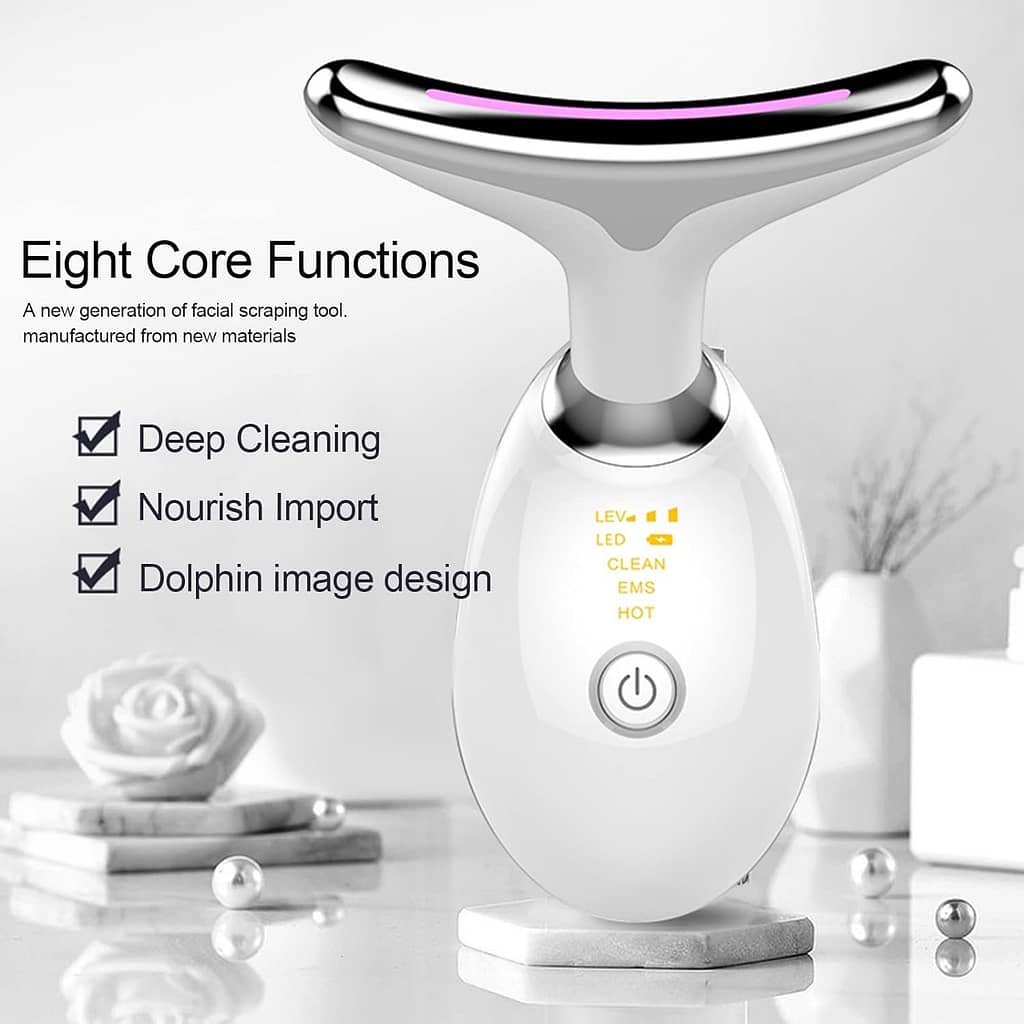 Red Light Therapy for Face, 7 in 1 Face Lift Device, Skin Beauty Device for Face and Neck, Portable Electric Face Massager with 7 Color LED (White)