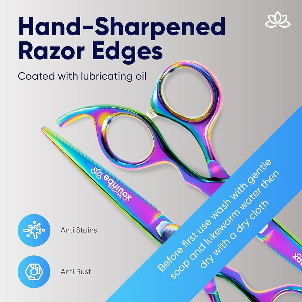 Equinox Professional Razor Edge Series Barber Hair Cutting Scissors - Japanese Stainless Steel Salon Scissors - 6.5” Overall Length - Fine Adjustment Tension Screw - Premium Shears for Hair Cutting