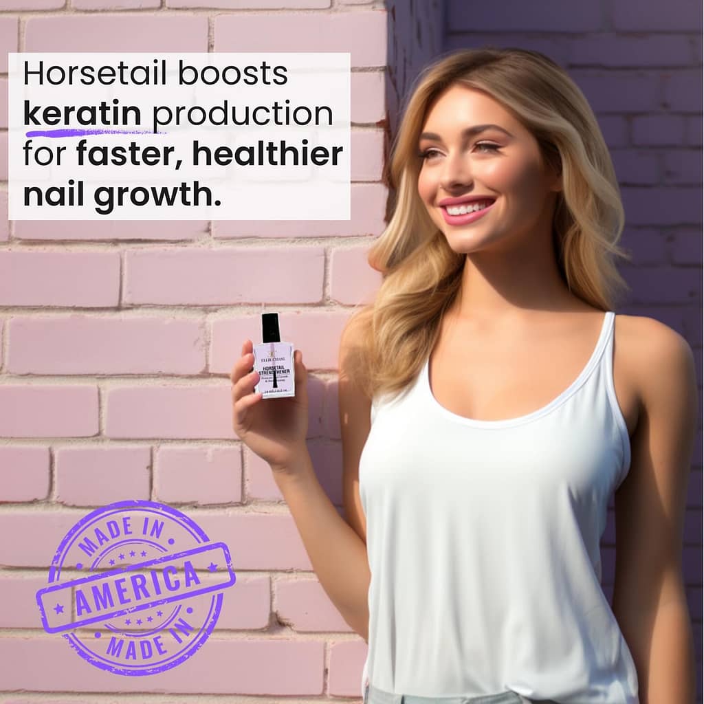Horsetail Nail Strengthener, Growth, Hardener, Repair Treatment Polish 0.5 OZ/Help Splits, Breaks, Thin, Weak, Chipped, Damaged, Cracked, Peeling Nails/Grow Strong Hard Thicker Nails