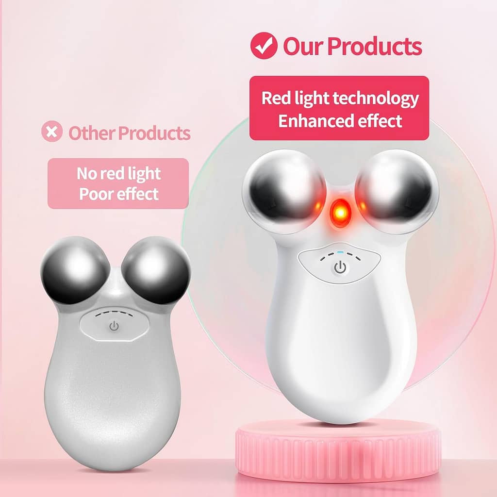 Red Light Microcurrent Facial Device,Latest 660nm Red Light Technology for Skin Rejuvenation and Wrinkle Reduction,Instant Face Lifting and Facial Sculpting,Microcurrent Face Massager.