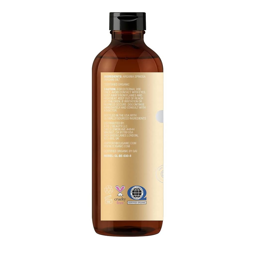 Cliganic Organic Argan Oil, 100% Pure - for Hair, Face  Skin | Cold Pressed Carrier Oil
