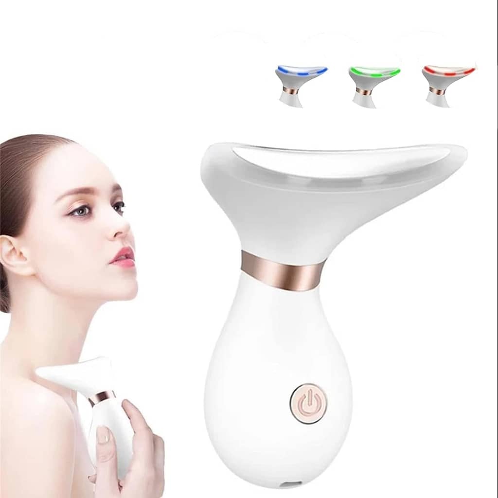 Neck Face Massage Machine, Neck Massager Face Lifting Tool, 3 Modes Skin Care Tools for Women and man (white)