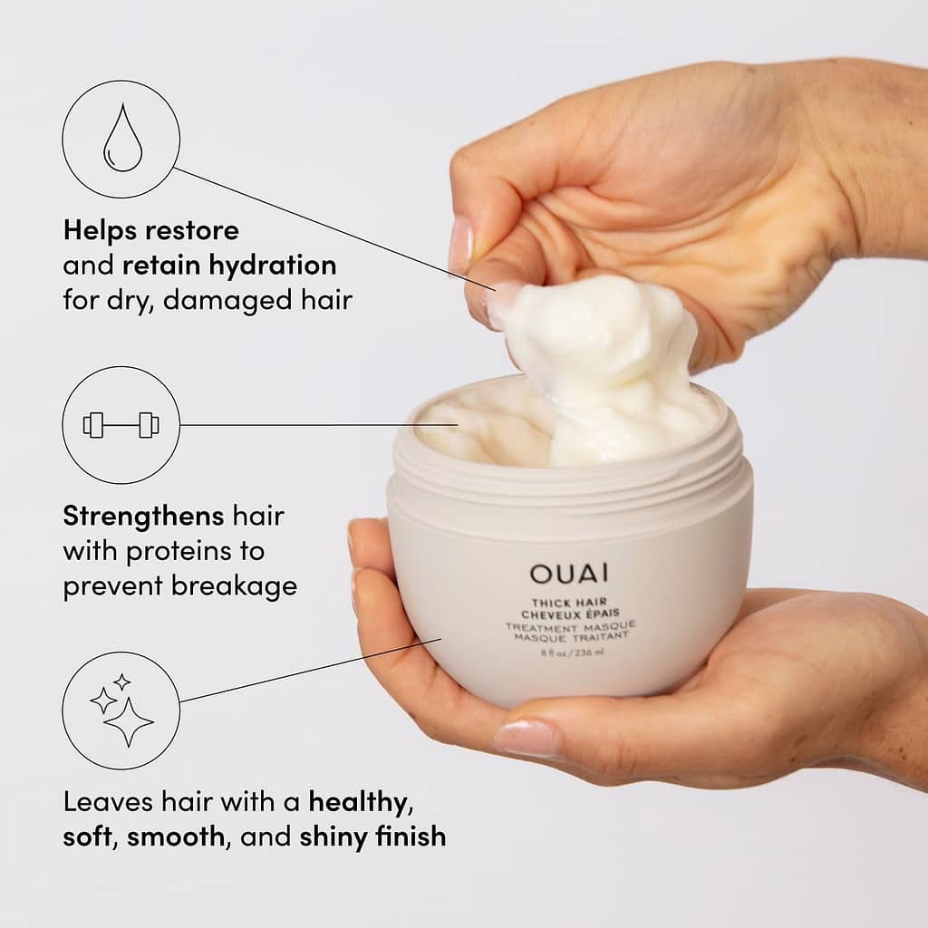 OUAI Fine to Medium Hair Treatment Masque - Hair Mask for Hair Repair, Hydration and Shine - With Shea Butter, Keratin and Panthenol - Paraben, Phthalate and Sulfate Free Hair Care (8 Fl Oz)