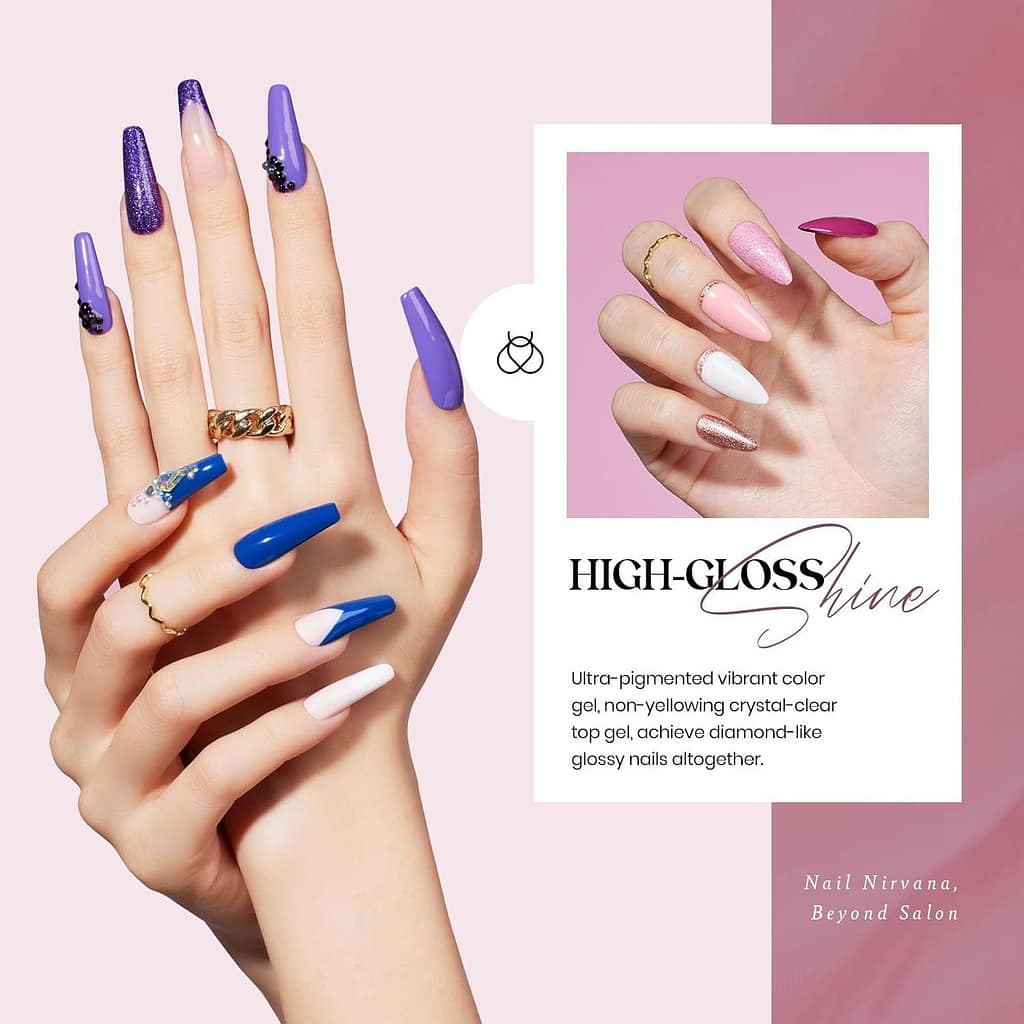 beetles Gel Nail Polish Kit,23 pcs Blue Pink Green Brown Burgundy Purple Fall Gel Nail Polish Set DIY Home Gifts for Women Soak Off UV Gel Kit with Base Gel Glossy Matte Top Coat DIY Manicure Gifts