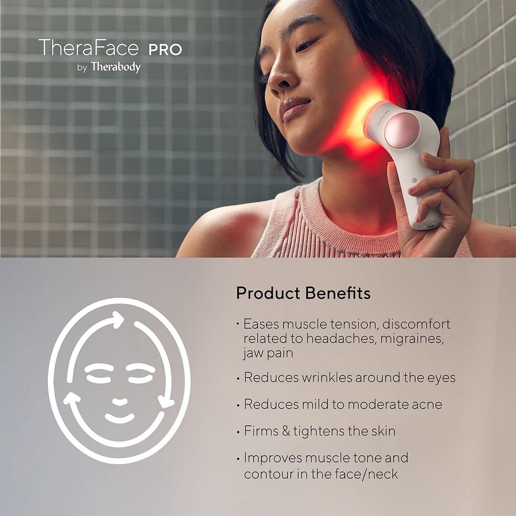LED - Handheld Percussive Facial Massage and Light Therapy Device - Compact Electric Face and Skin Care Therapy Tool for Ultimate Personal Beauty, Black