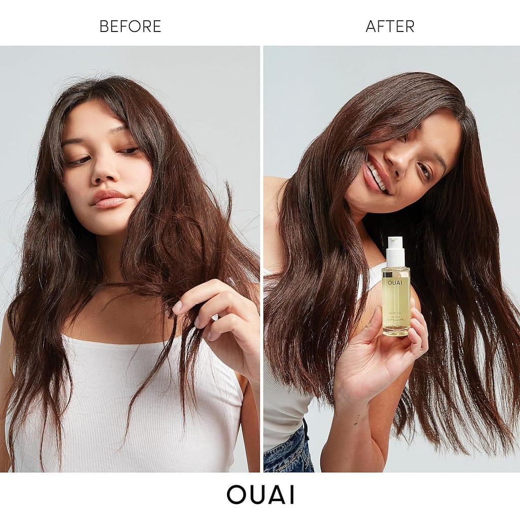 OUAI Hair Oil - Hair Heat Protectant Oil for Frizz Control - Adds Hair Shine and Smooths Split Ends - Color Safe Formula - Paraben, Phthalate and Sulfate Free (1.5 oz)