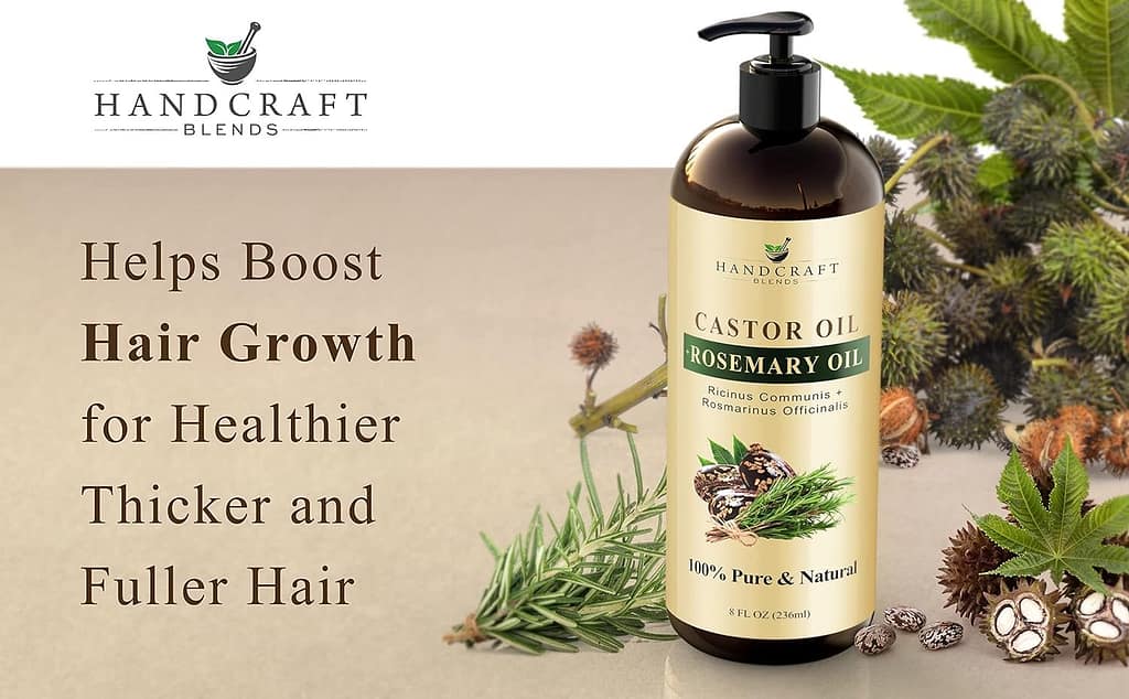 Handcraft Blends Organic Castor Oil for Hair Growth, Eyelashes and Eyebrows - 100% Pure and Natural Carrier Oil, Hair Oil and Body Oil - Moisturizing Massage Oil for Aromatherapy - 16 fl. Oz