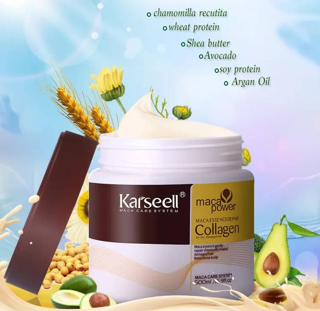 Karseell Collagen Hair Treatment Deep Repair Conditioning Argan Oil Collagen Hair Mask Essence for Dry Damaged Hair All Hair Types 16.90 oz 500ml