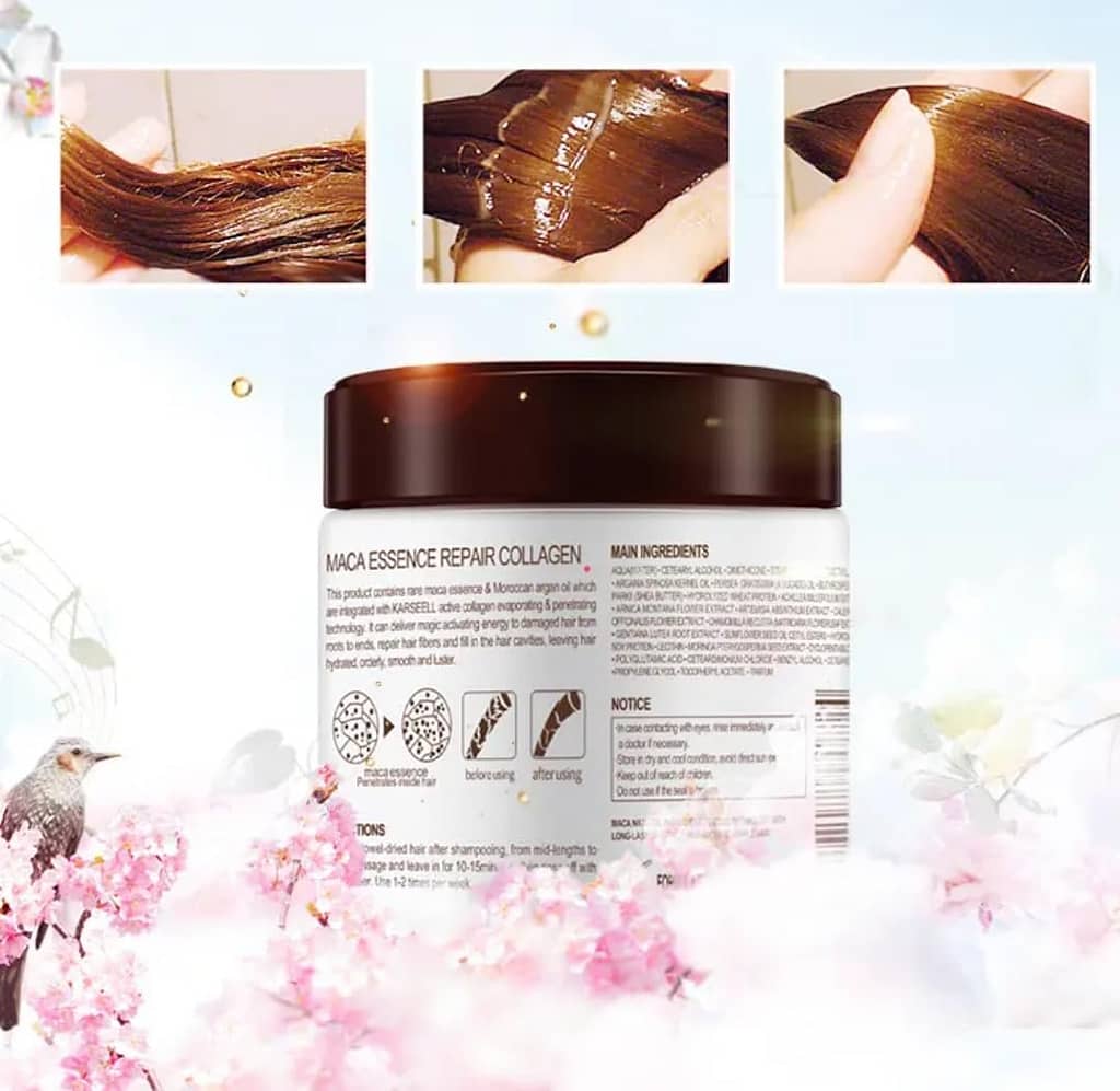 Karseell Collagen Hair Treatment Deep Repair Conditioning Argan Oil Collagen Hair Mask Essence for Dry Damaged Hair All Hair Types 16.90 oz 500ml