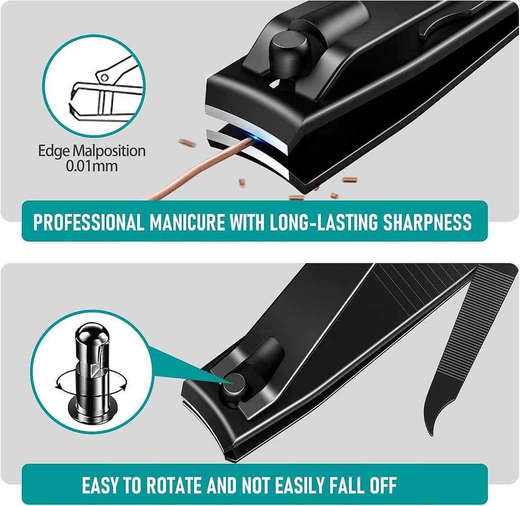 Nail Clipper Set,Premium Stainless Steel Fingernail and Toenail Clipper Cutters with Nail File, Sharp Effortless Nail Clippers Set for Men  Women(Silver)