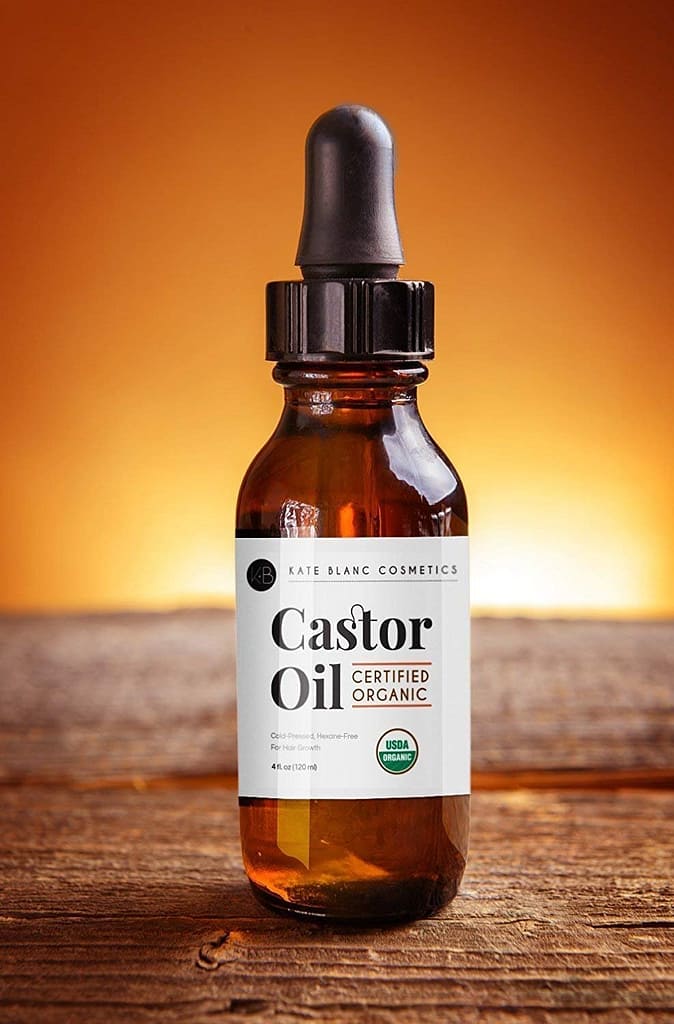 Kate Blanc Cosmetics Castor Oil (2oz), USDA Certified Organic, 100% Pure, Cold Pressed, Hexane Free Stimulate Growth for Eyelashes, Eyebrows, Hair. Skin Moisturizer  Hair Treatment Starter Kit