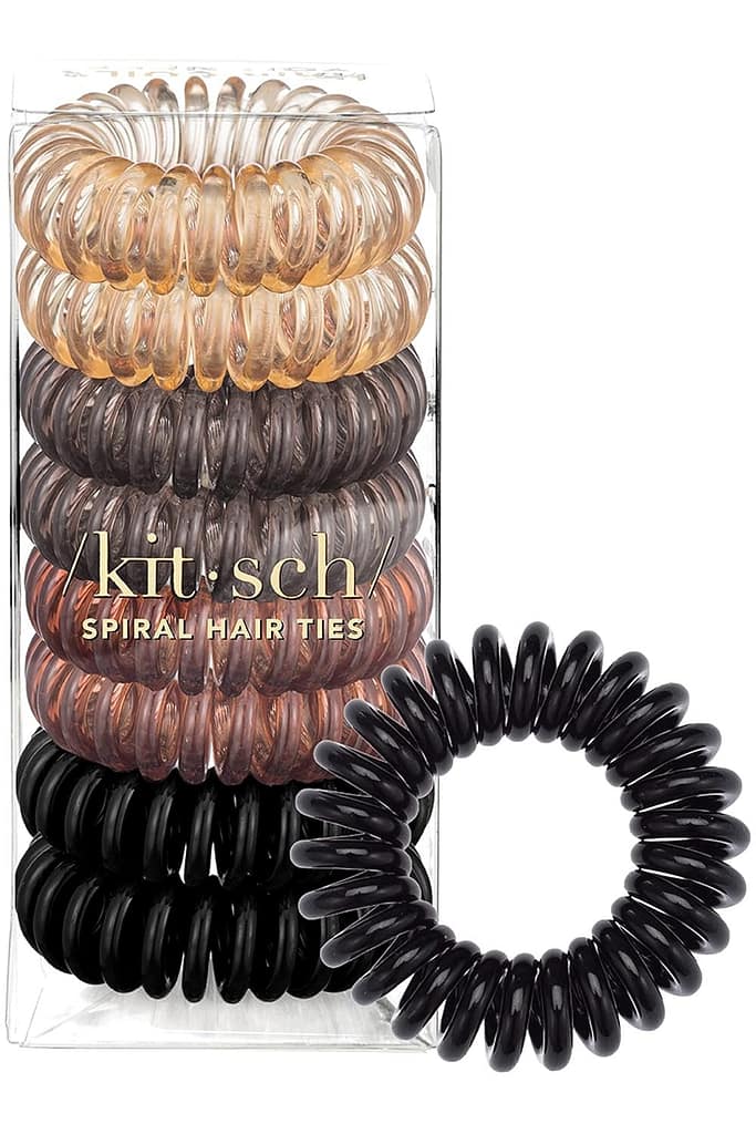 Kitsch Spiral Hair Ties for Women - Coil Hair Ties for Thick Hair | No Crease Hair Tie | Spiral Hair Ties No Damage | Hair Coils  Phone Cord Hair Ties for Thin Hair, Hair Ties Spiral, 8pcs (Brunette)