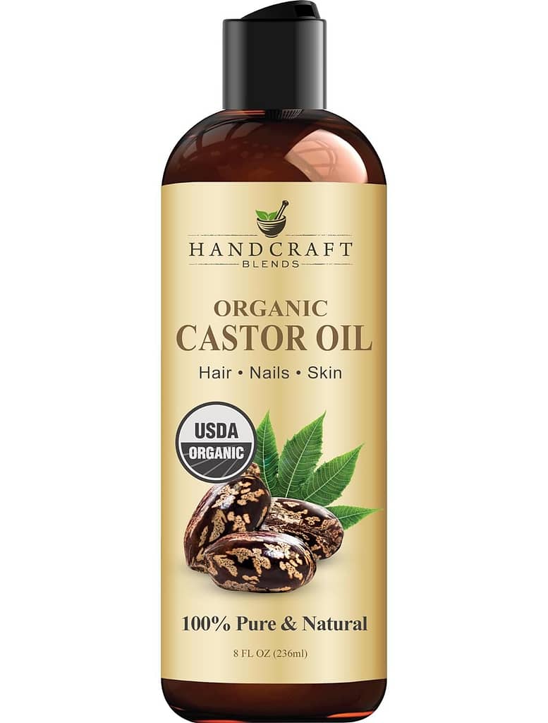Handcraft Blends Organic Castor Oil for Hair Growth, Eyelashes and Eyebrows - 100% Pure and Natural Carrier Oil, Hair Oil and Body Oil - Moisturizing Massage Oil for Aromatherapy - 16 fl. Oz