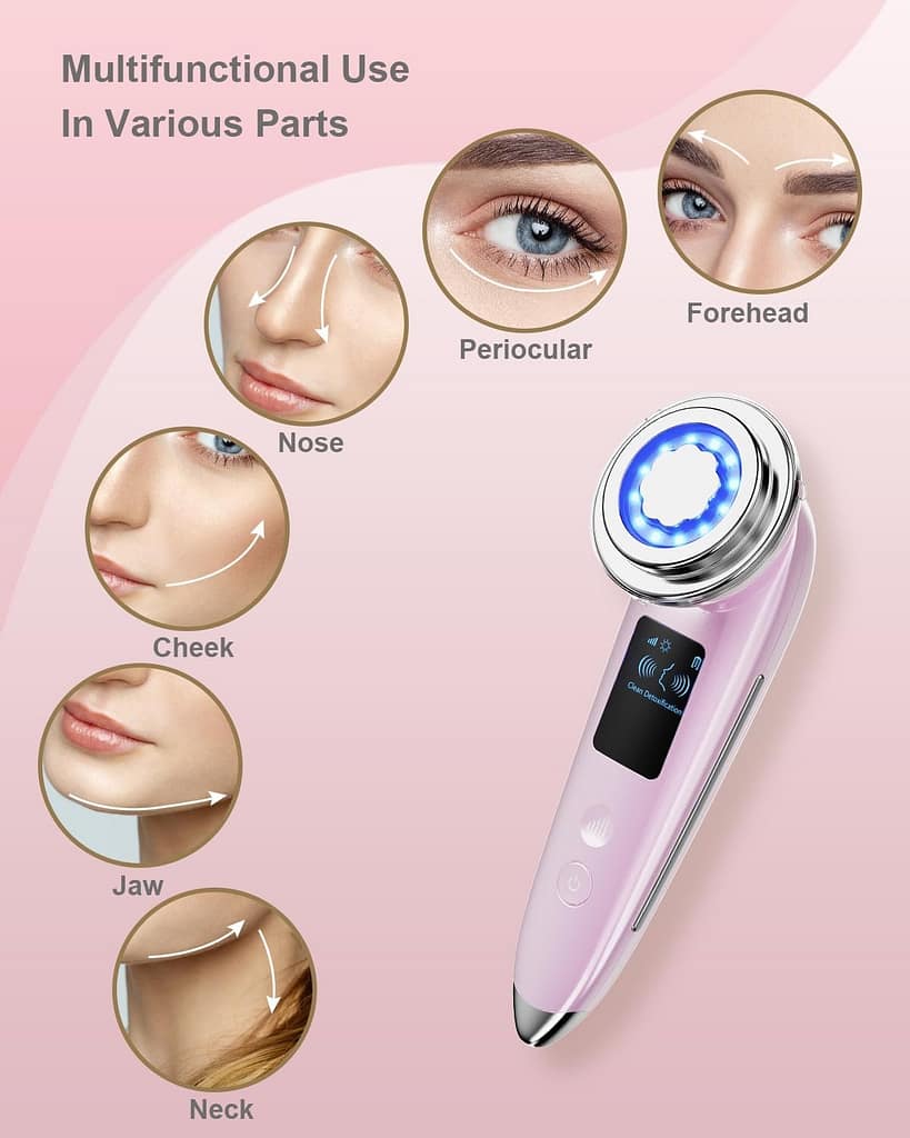 Face Massager Electric Face Lifting 4 in 1 Facial Massager Anti Aging Skin Tightening Firming Skin Care Tools (White)