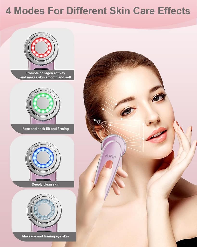 Face Massager Electric Face Lifting 4 in 1 Facial Massager Anti Aging Skin Tightening Firming Skin Care Tools (White)