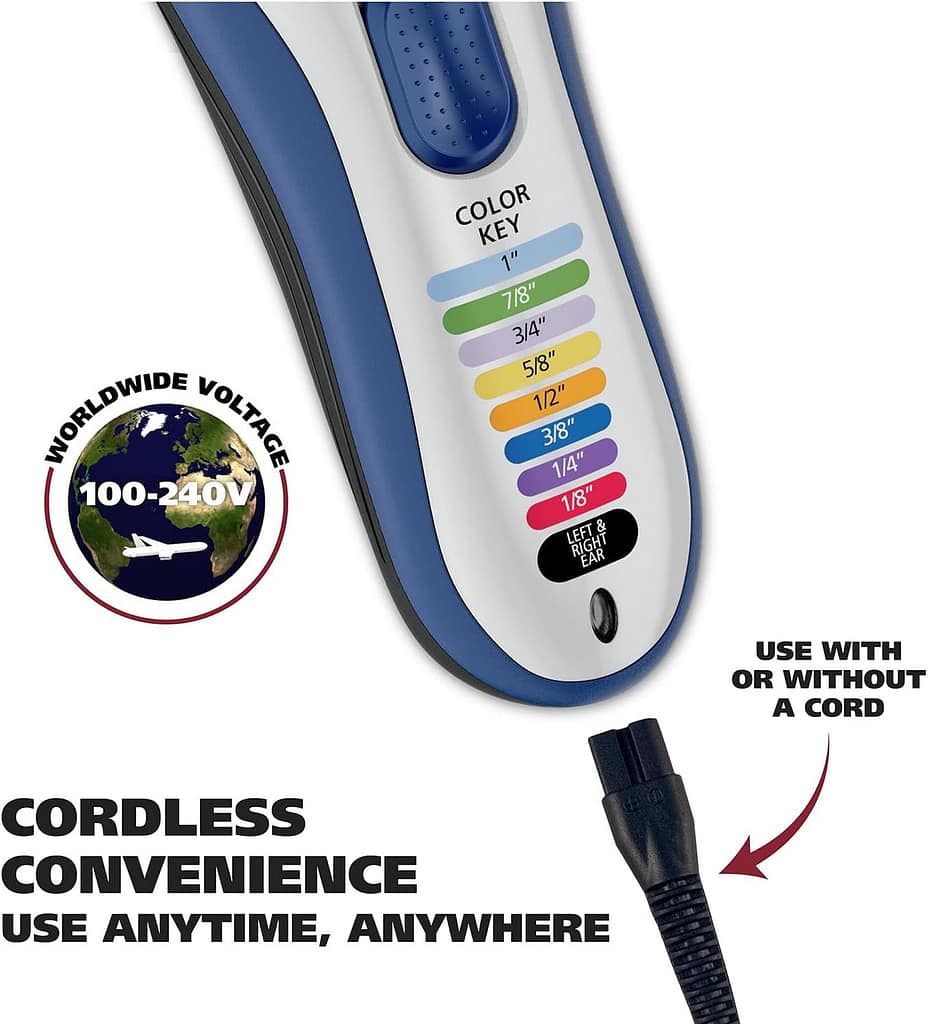 Wahl Color Pro Cordless Rechargeable Hair Clipper  Trimmer – Easy Color-Coded Guide Combs - for Men, Women,  Children – Model 9649P
