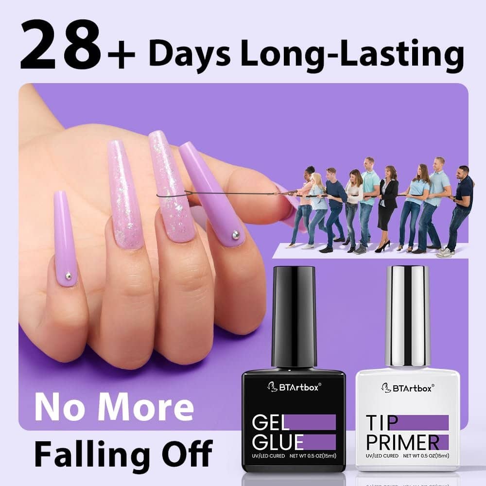 BTArtbox Solid Nail Gel - 20g Nail Gel for Press On Nails, Upgrade 3 in 1 Nail Gel for Fake Nails, Super Strong Cured Needed Acrylic Nail Gel for Long Lasting Manicure Pedicure