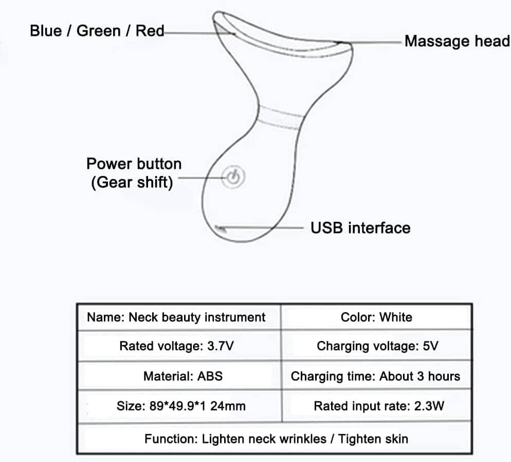 Neck Face Massage Machine, Neck Massager Face Lifting Tool, 3 Modes Skin Care Tools for Women and man (white)